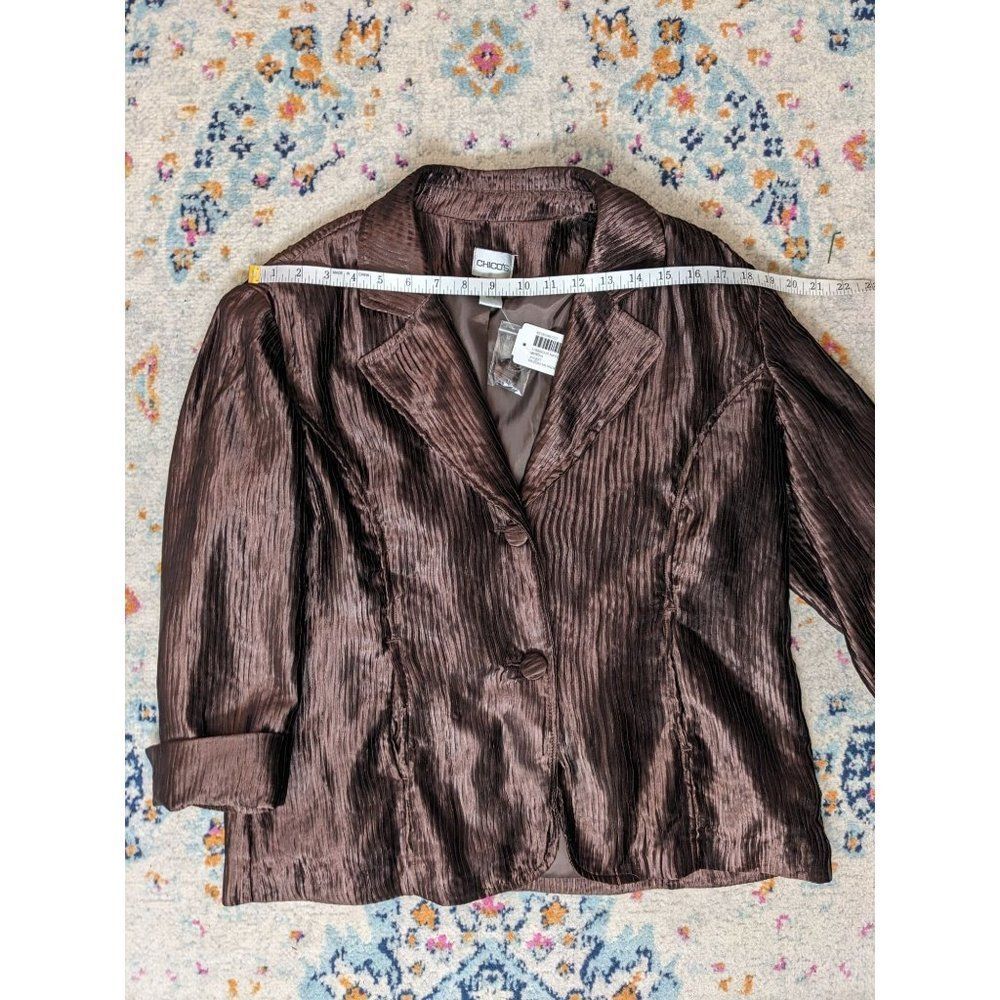 NWT Chico's Luminous Ripple Merrin Jacket in‎ Brooklyn Brown - 2 - Picture 4 of 8